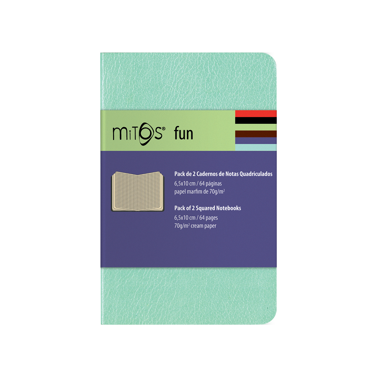 MITOS® FUN-Pack2 Cadernos Notas Quadriculado(6,5x10cm)64pg